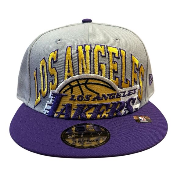 Los Angeles Lakers Big Logo New Era 9FIFTY NBA Tip Off Snapback Cap Hat - Picture 3 of 13